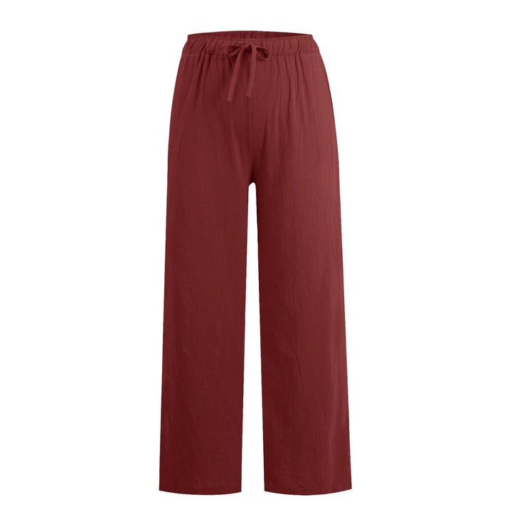 Pantaloni a gamba larga in cotone e lino da donna Olivenorma