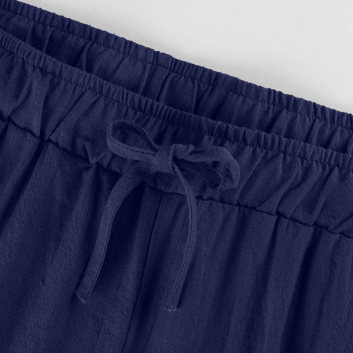 Pantaloni a gamba larga in cotone e lino da donna Olivenorma