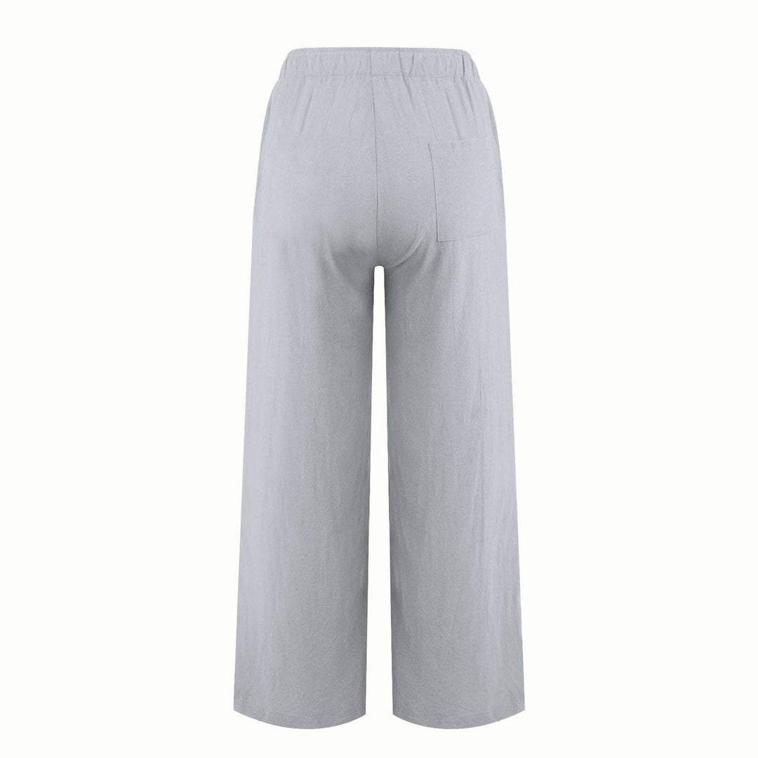 Pantaloni a gamba larga in cotone e lino da donna Olivenorma