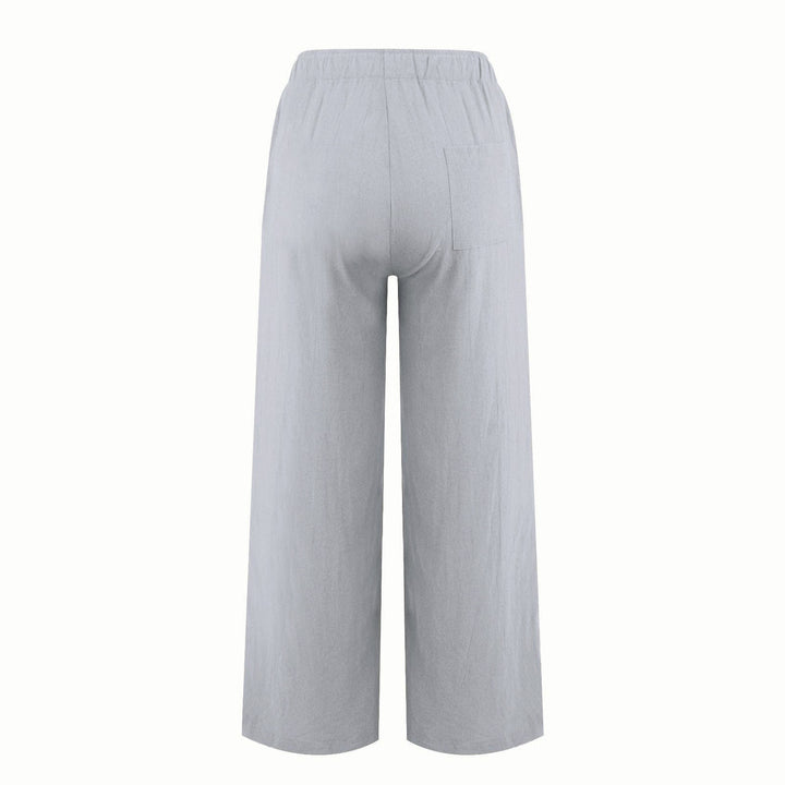 Pantaloni a gamba larga in cotone e lino da donna Olivenorma