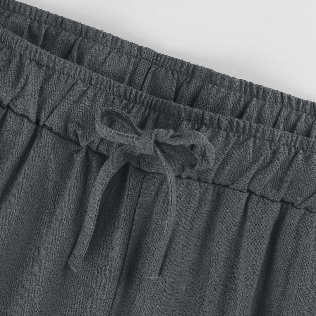 Pantaloni a gamba larga in cotone e lino da donna Olivenorma