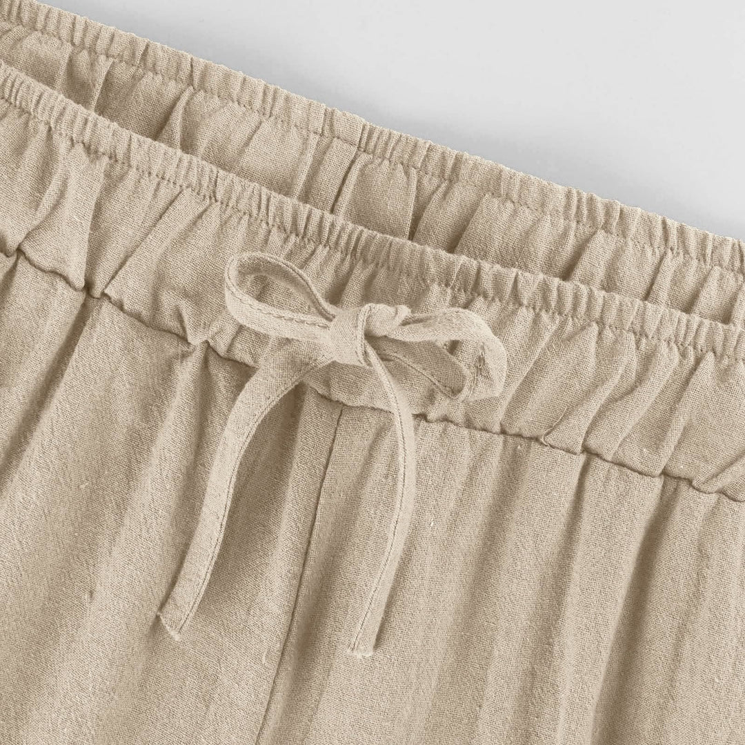 Pantaloni a gamba larga in cotone e lino da donna Olivenorma