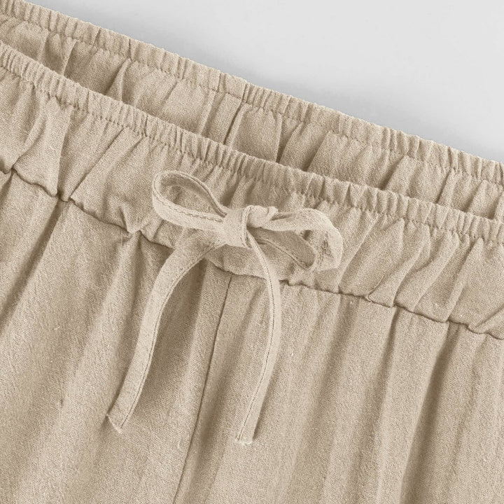 Pantaloni a gamba larga in cotone e lino da donna Olivenorma