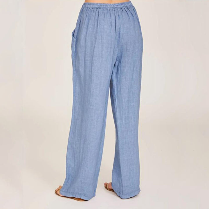 Pantaloni a gamba larga in cotone e lino da donna Olivenorma - image 1