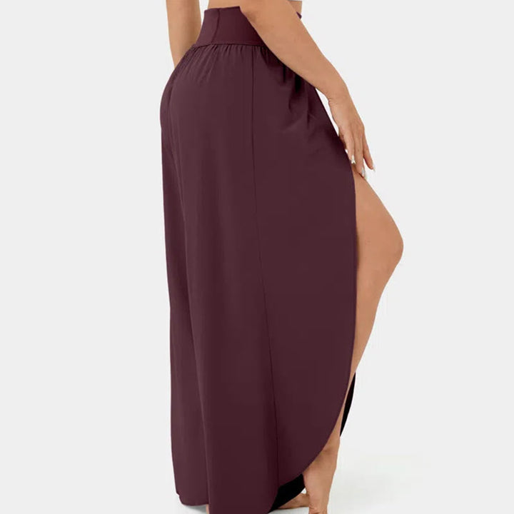 Olivenorma Pantaloni da yoga elasticizzati con spacchi larghi da donna