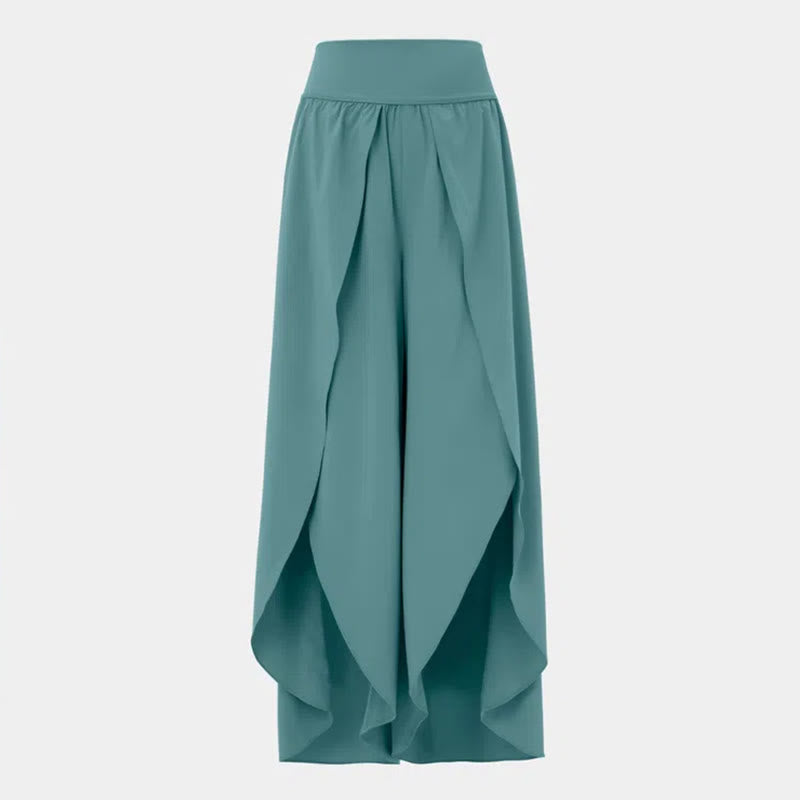 Olivenorma Pantaloni da yoga elasticizzati con spacchi larghi da donna