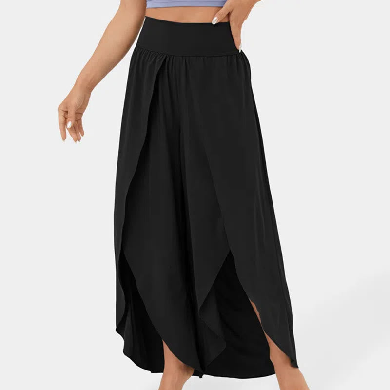 Olivenorma Pantaloni da yoga elasticizzati con spacchi larghi da donna