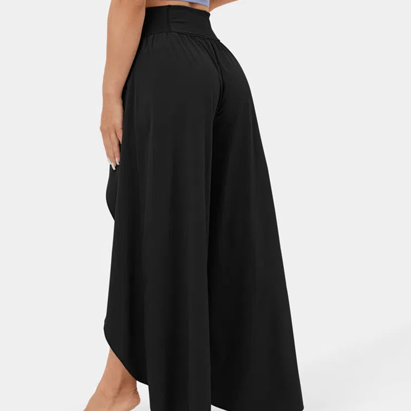 Olivenorma Pantaloni da yoga elasticizzati con spacchi larghi da donna