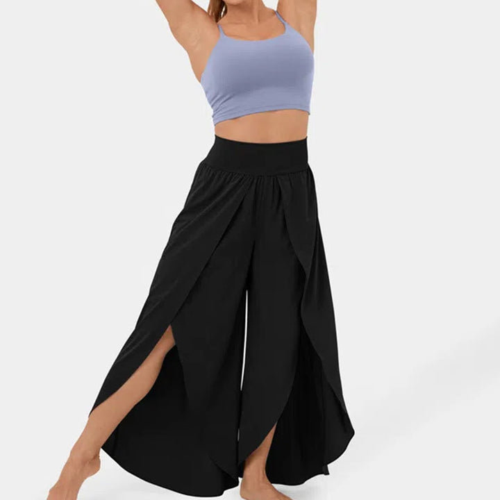 Olivenorma Pantaloni da yoga elasticizzati con spacchi larghi da donna