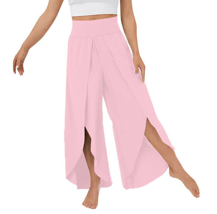 Olivenorma Pantaloni da yoga elasticizzati con spacchi larghi da donna
