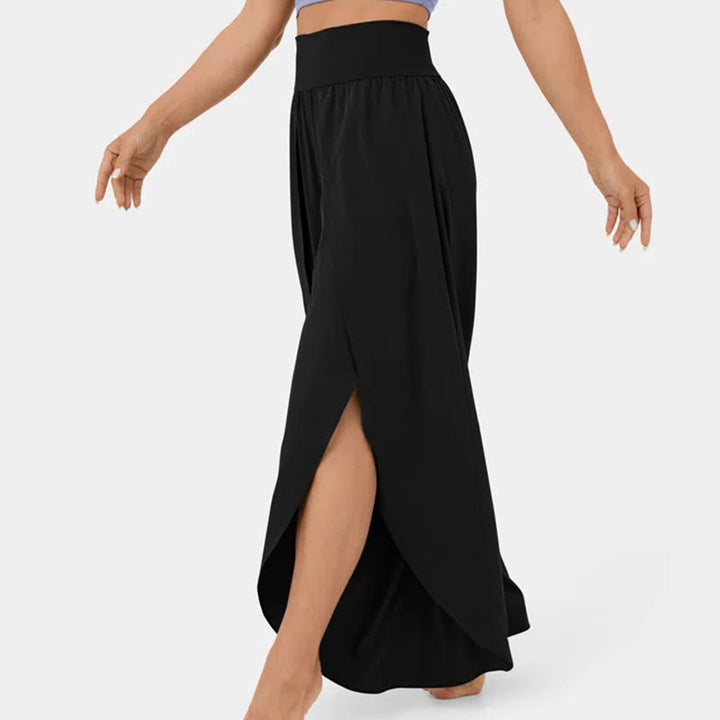 Olivenorma Pantaloni da yoga elasticizzati con spacchi larghi da donna