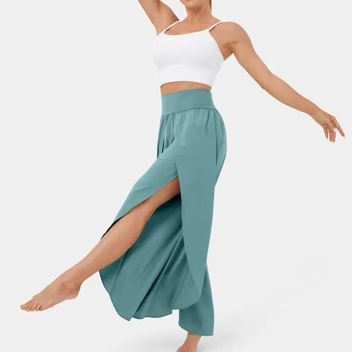 Olivenorma Pantaloni da yoga elasticizzati con spacchi larghi da donna
