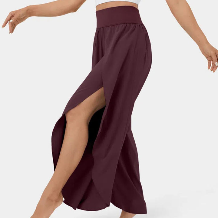 Olivenorma Pantaloni da yoga elasticizzati con spacchi larghi da donna