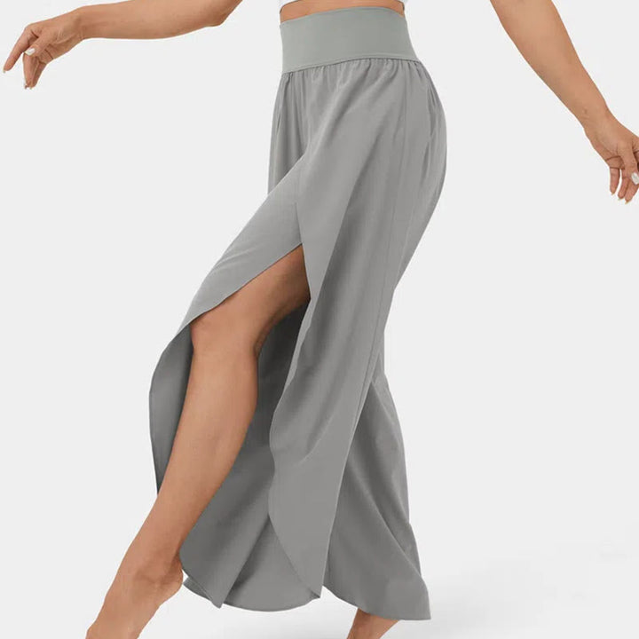 Olivenorma Pantaloni da yoga elasticizzati con spacchi larghi da donna