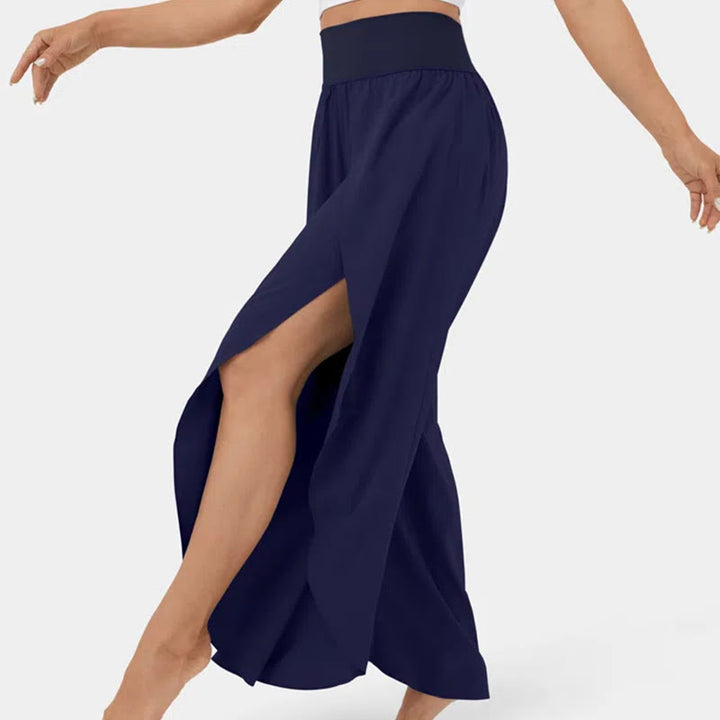 Olivenorma Pantaloni da yoga elasticizzati con spacchi larghi da donna