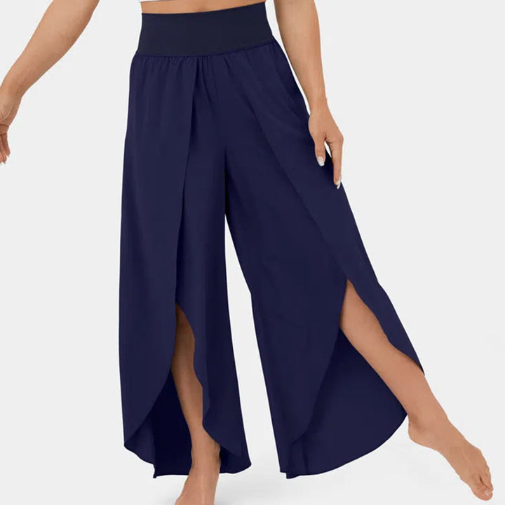 Olivenorma Pantaloni da yoga elasticizzati con spacchi larghi da donna