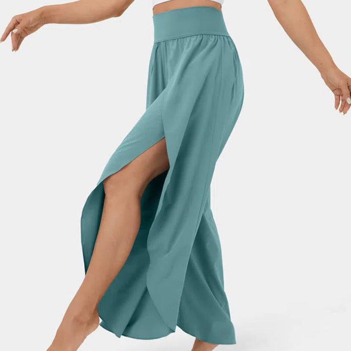 Olivenorma Pantaloni da yoga elasticizzati con spacchi larghi da donna