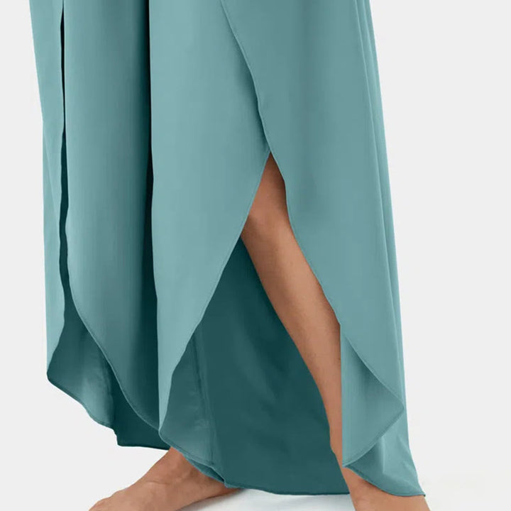 Olivenorma Pantaloni da yoga elasticizzati con spacchi larghi da donna