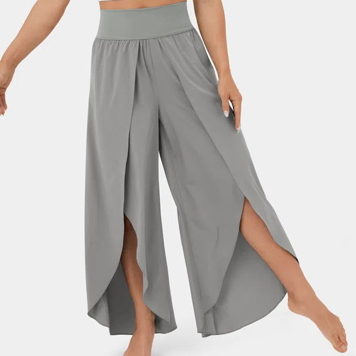 Olivenorma Pantaloni da yoga elasticizzati con spacchi larghi da donna