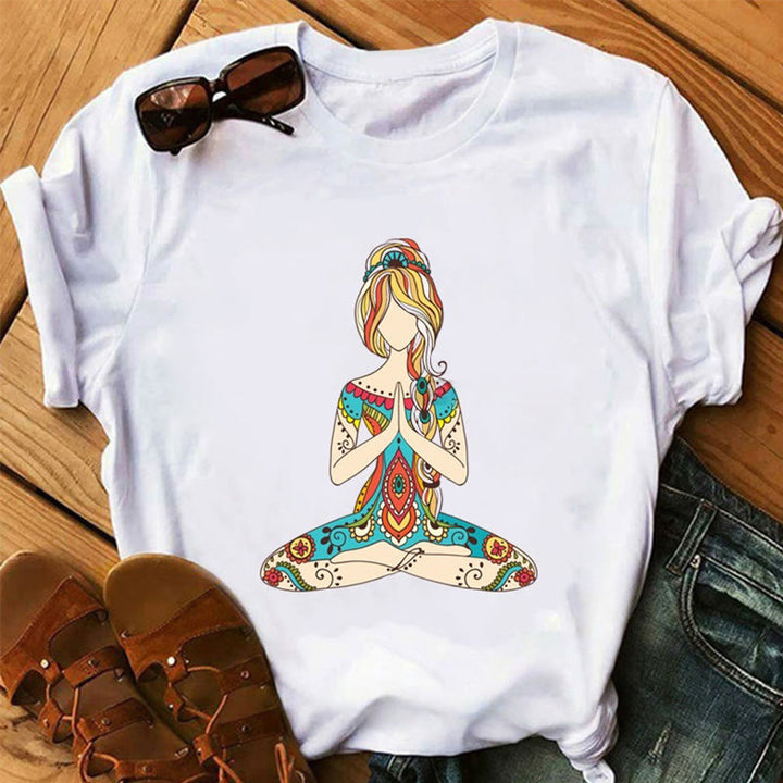Maglietta Olivenorma Lotus Yoga Meditazione Albero della Vita - Ragazza in meditazione - 2XL - image 2