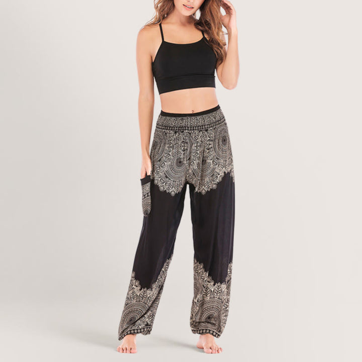 Olivenorma Boho Pantaloni da yoga con risvolto
