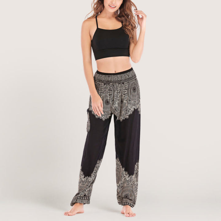 Olivenorma Boho Pantaloni da yoga con risvolto