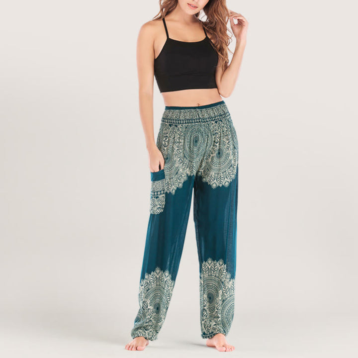 Olivenorma Boho Pantaloni da yoga con risvolto