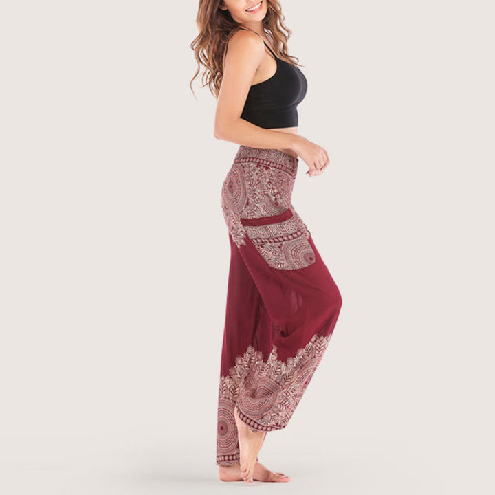 Olivenorma Boho Pantaloni da yoga con risvolto