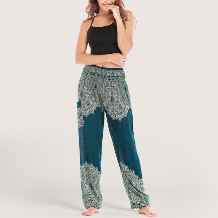 Olivenorma Boho Pantaloni da yoga con risvolto