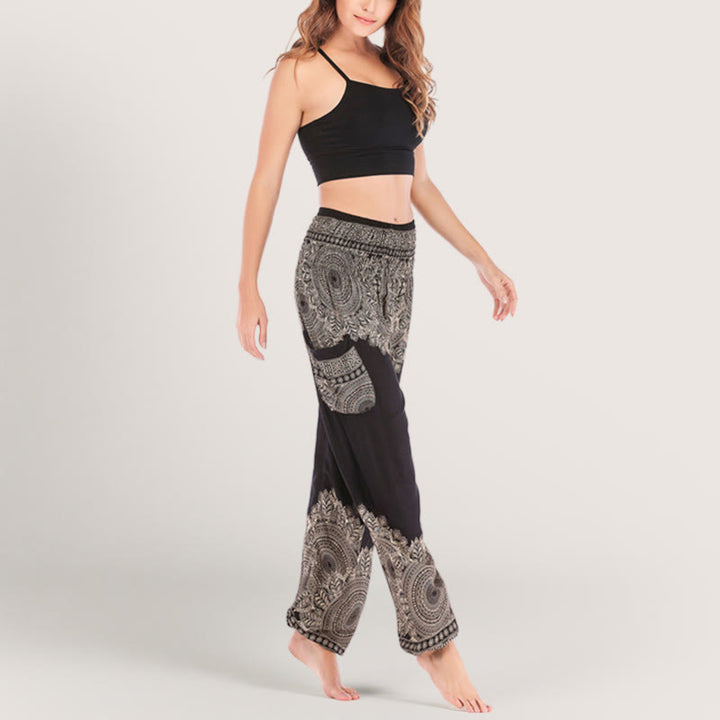 Olivenorma Boho Pantaloni da yoga con risvolto