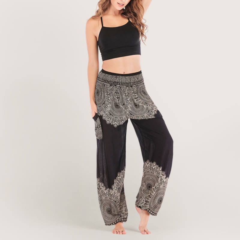 Olivenorma Boho Pantaloni da yoga con risvolto