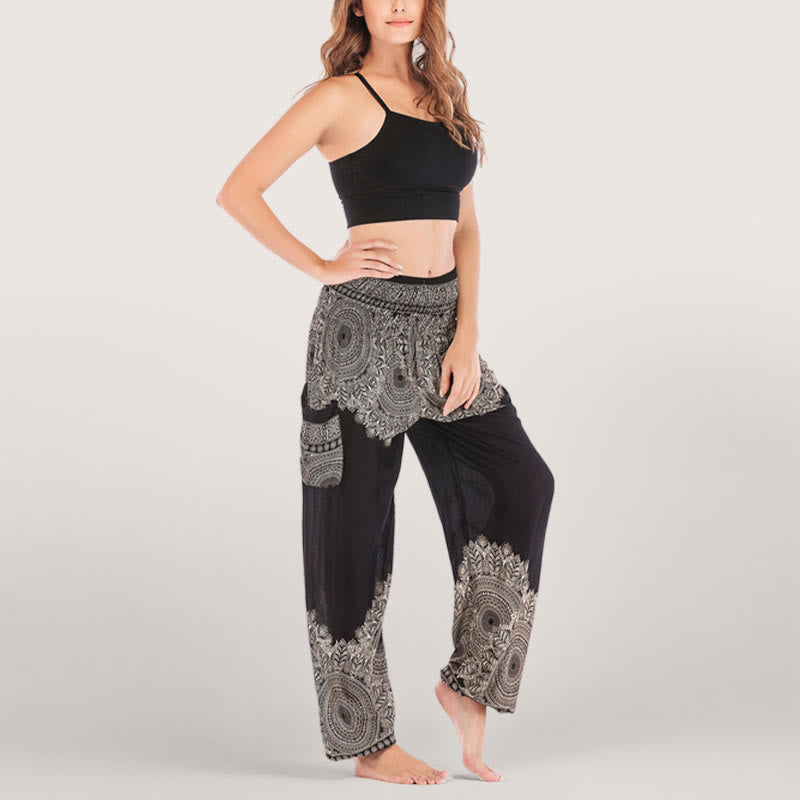 Olivenorma Boho Pantaloni da yoga con risvolto - Nero - Taglia unica - image 0