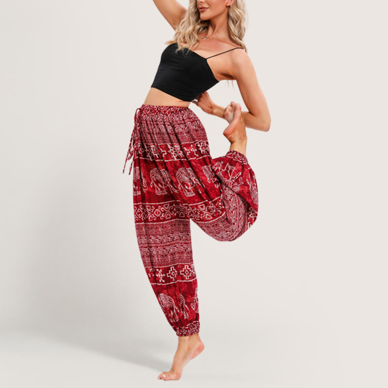 Pantaloni a palloncino da yoga Olivenorma Boho Elephant