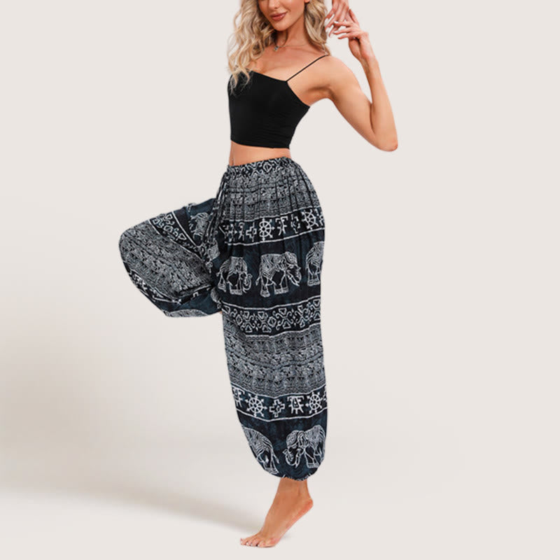 Pantaloni a palloncino da yoga Olivenorma Boho Elephant - Nero - Taglia unica - image 0