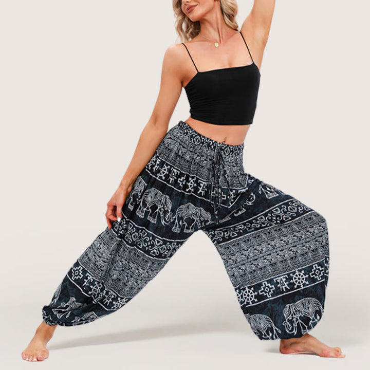 Pantaloni a palloncino da yoga Olivenorma Boho Elephant