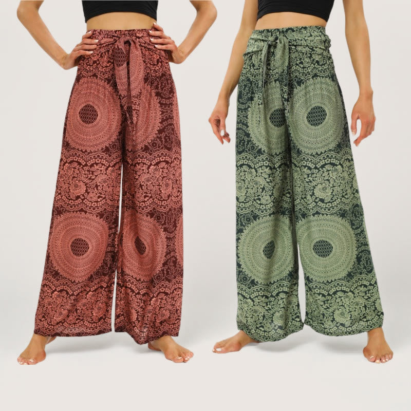 Pantaloni da yoga a gamba larga Olivenorma Mandala Boho
