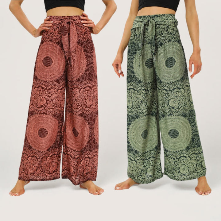 Pantaloni da yoga a gamba larga Olivenorma Mandala Boho