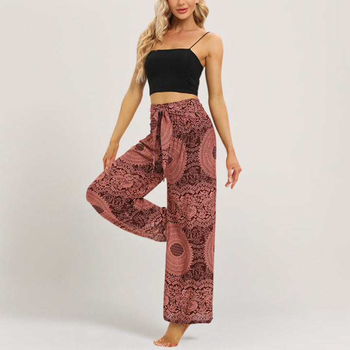 Pantaloni da yoga a gamba larga Olivenorma Mandala Boho