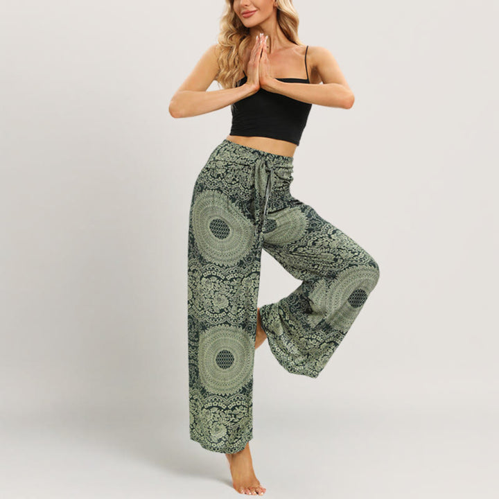 Pantaloni da yoga a gamba larga Olivenorma Mandala Boho