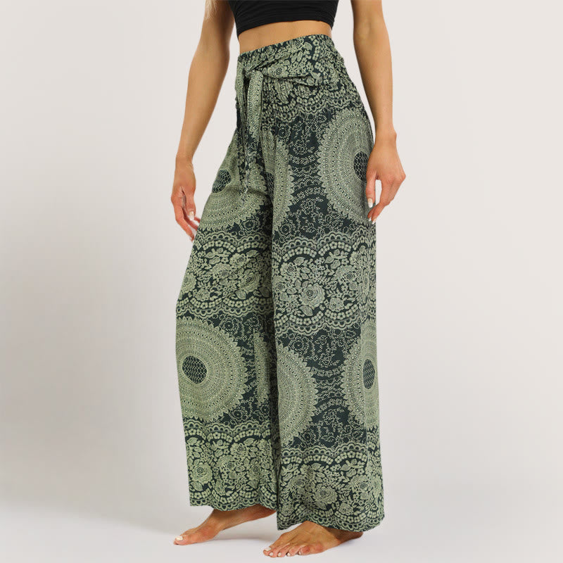 Pantaloni da yoga a gamba larga Olivenorma Mandala Boho - Verde - Taglia unica - image 0