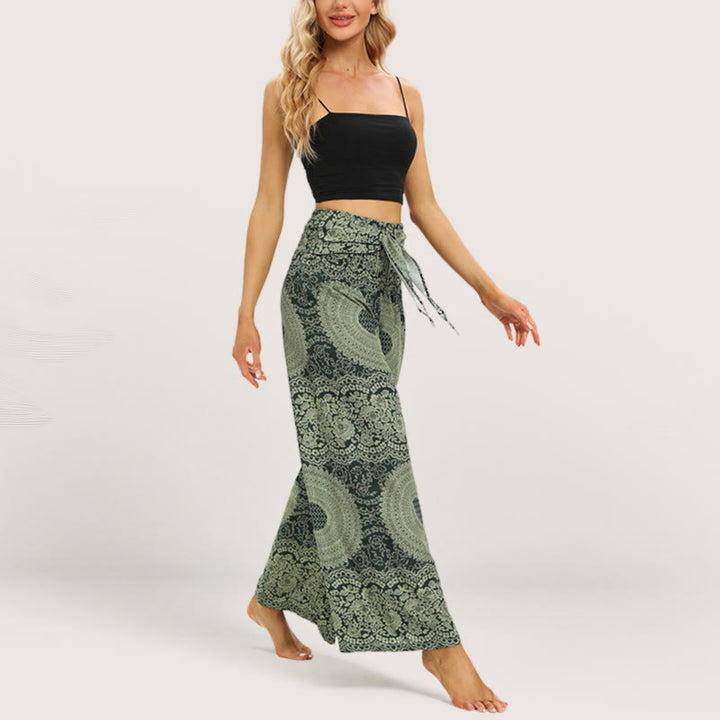 Pantaloni da yoga a gamba larga Olivenorma Mandala Boho