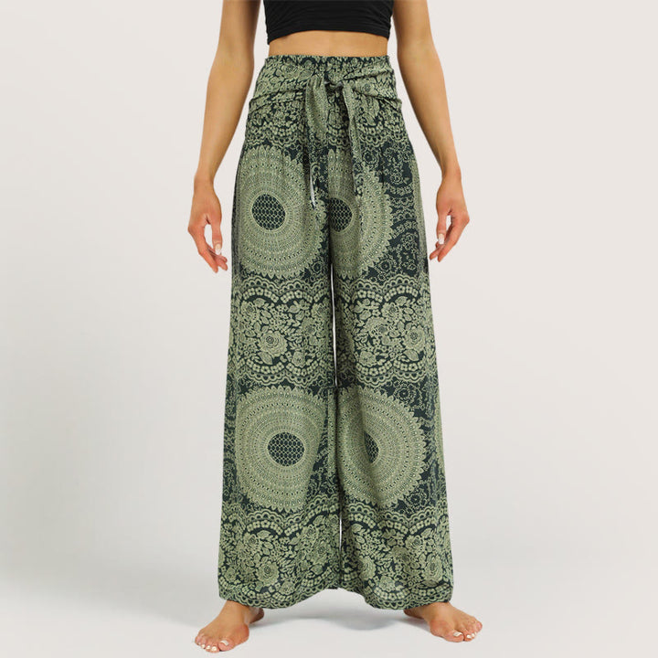 Pantaloni da yoga a gamba larga Olivenorma Mandala Boho