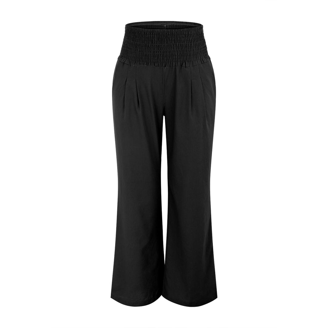 Olivenorma - Pantaloni da salotto da donna a vita alta, larghi e tinta unita, con tasche - image 14