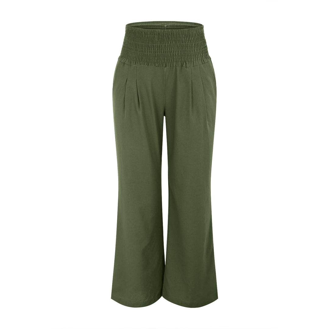 Olivenorma - Pantaloni da salotto da donna a vita alta, larghi e tinta unita, con tasche - image 25