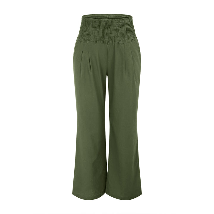 Olivenorma - Pantaloni da salotto da donna a vita alta, larghi e tinta unita, con tasche - image 25