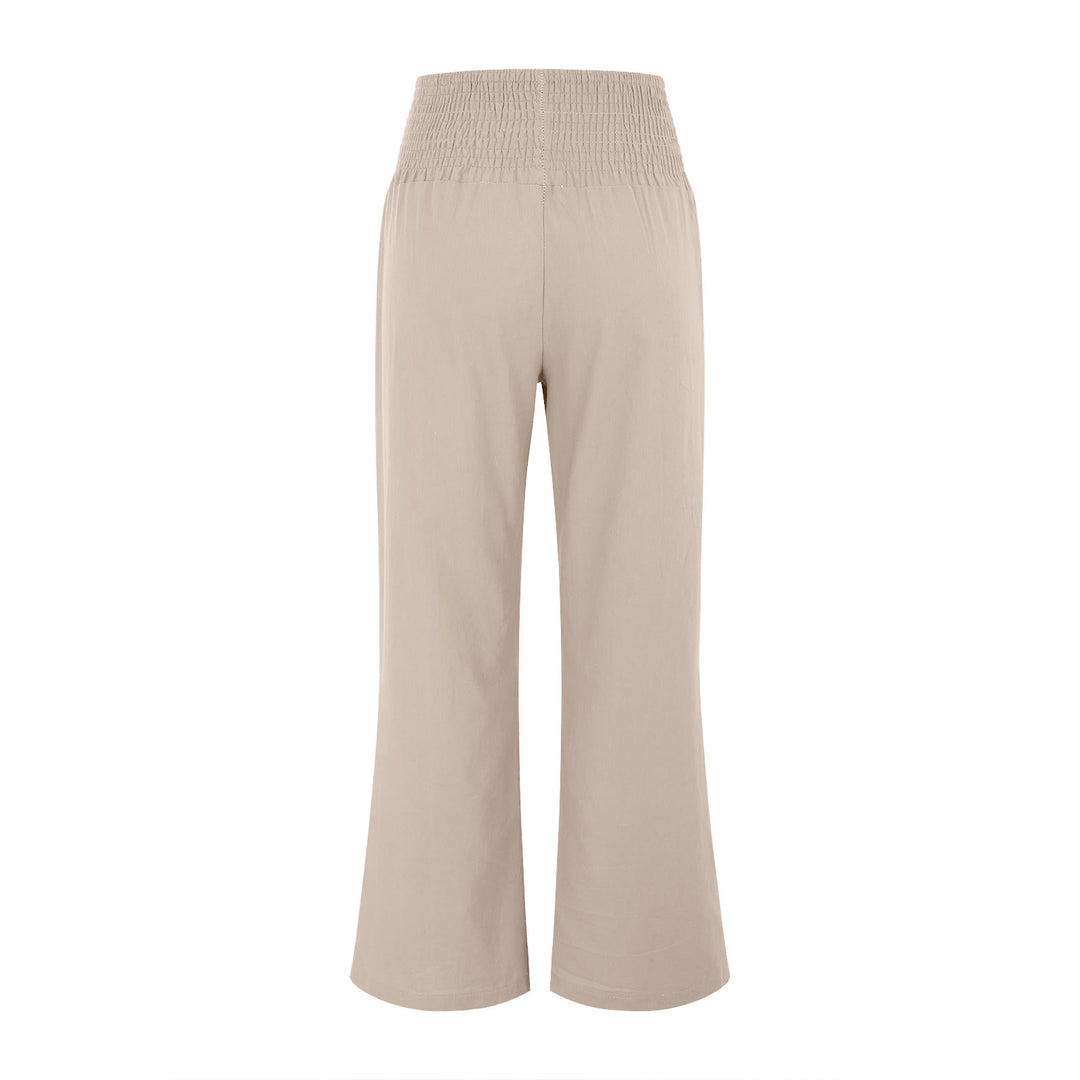 Olivenorma - Pantaloni da salotto da donna a vita alta, larghi e tinta unita, con tasche - image 4