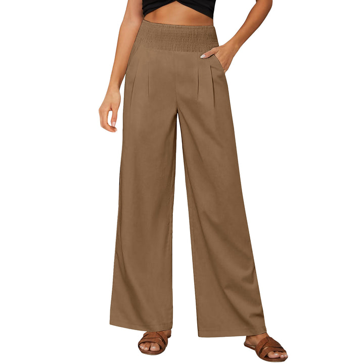 Olivenorma - Pantaloni da salotto da donna a vita alta, larghi e tinta unita, con tasche - Perù - XXL - image 27