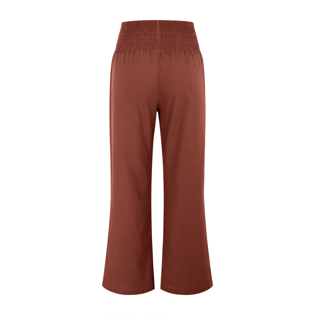 Olivenorma - Pantaloni da salotto da donna a vita alta, larghi e tinta unita, con tasche - image 21