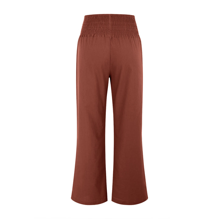 Olivenorma - Pantaloni da salotto da donna a vita alta, larghi e tinta unita, con tasche - image 21