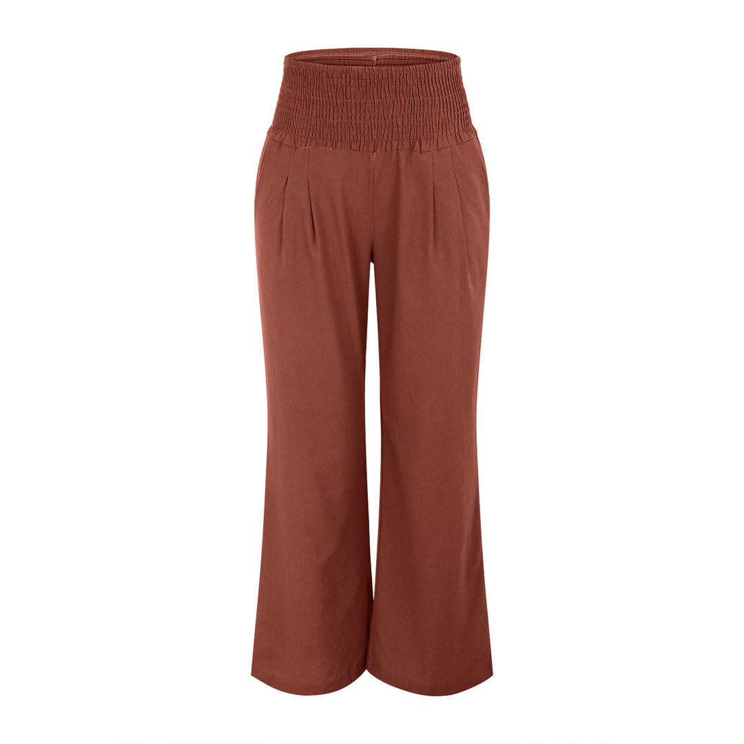 Olivenorma - Pantaloni da salotto da donna a vita alta, larghi e tinta unita, con tasche - image 20